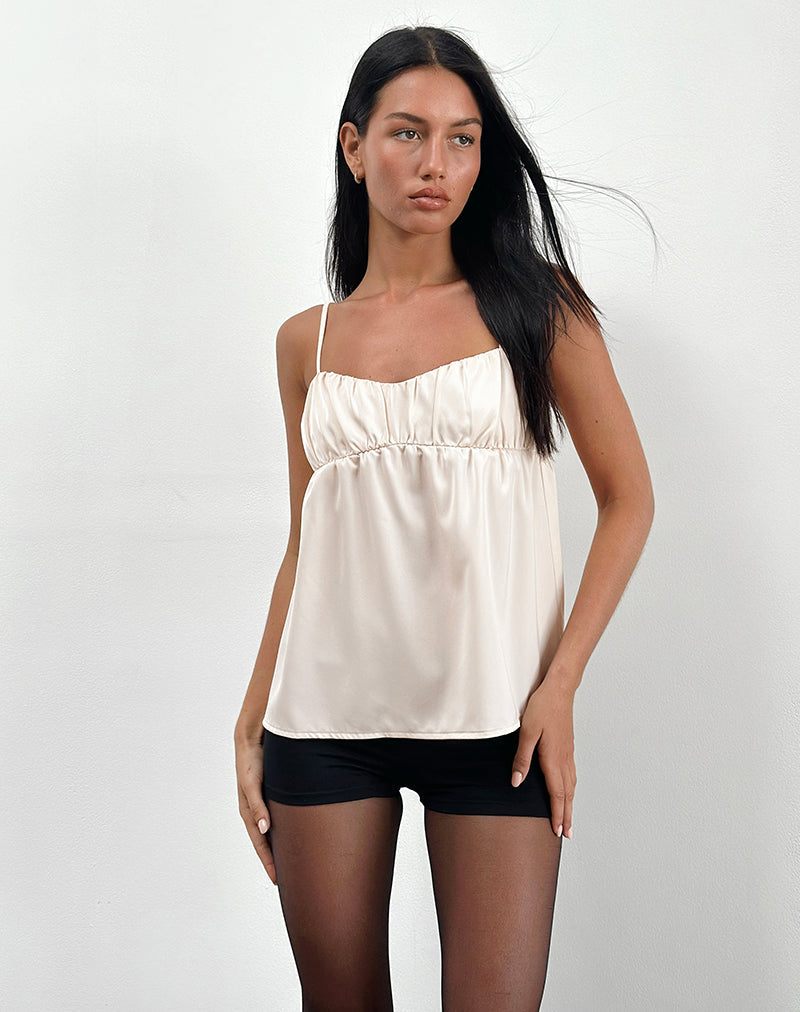 Afbeelding van Camden Longline Cami Top in Satijn Ivoor