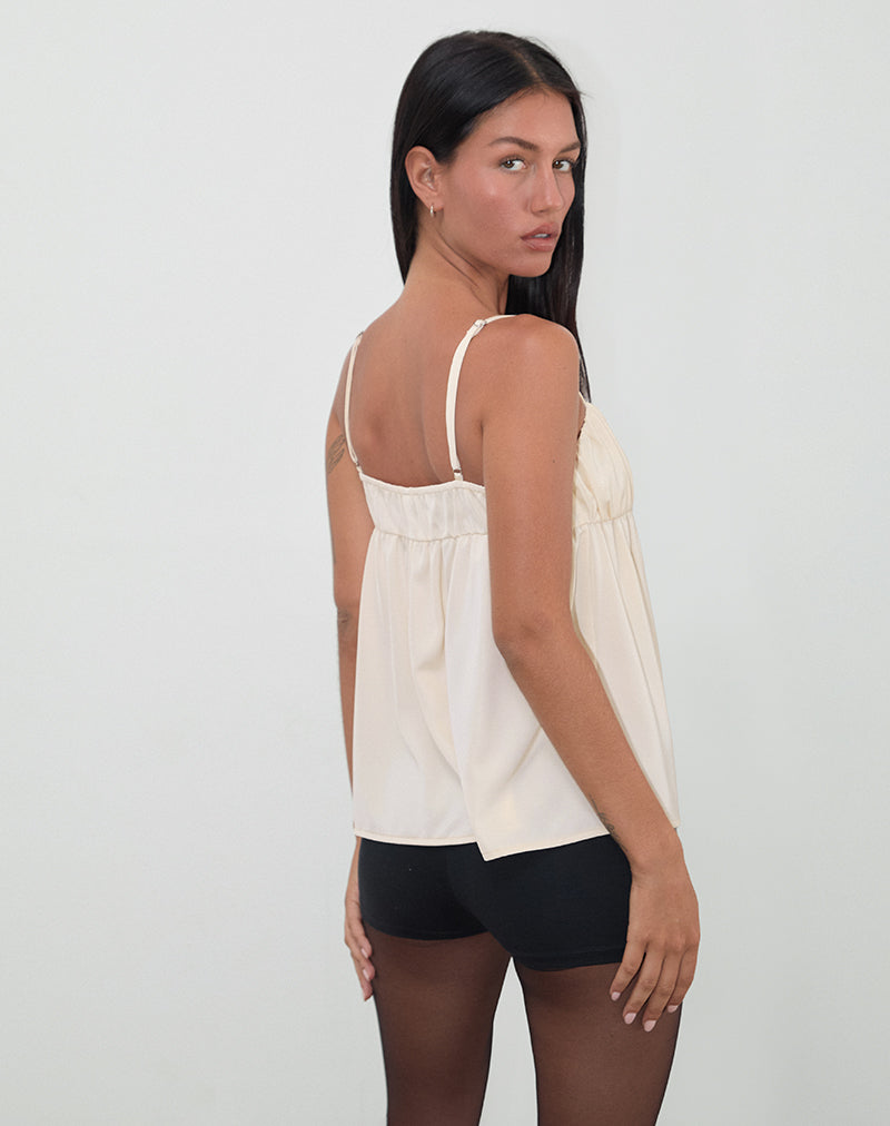 Afbeelding van Camden Longline Cami Top in Satijn Ivoor