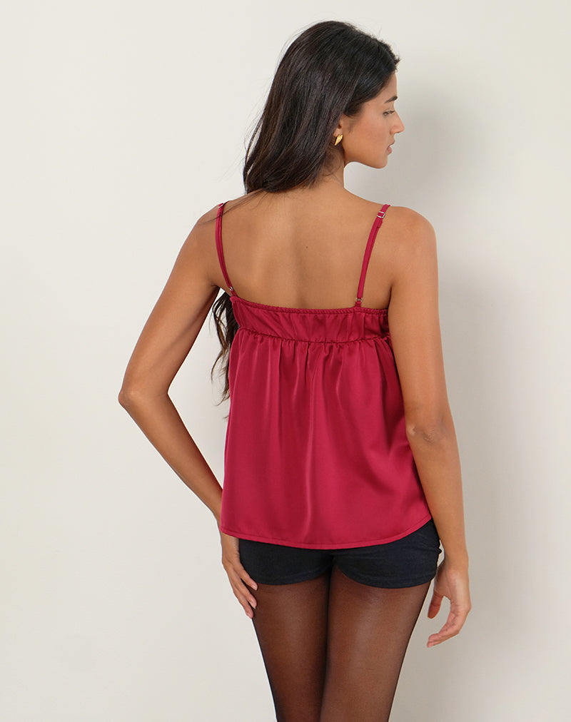 Afbeelding van Camden Longline Cami Top in Satijn Rood
