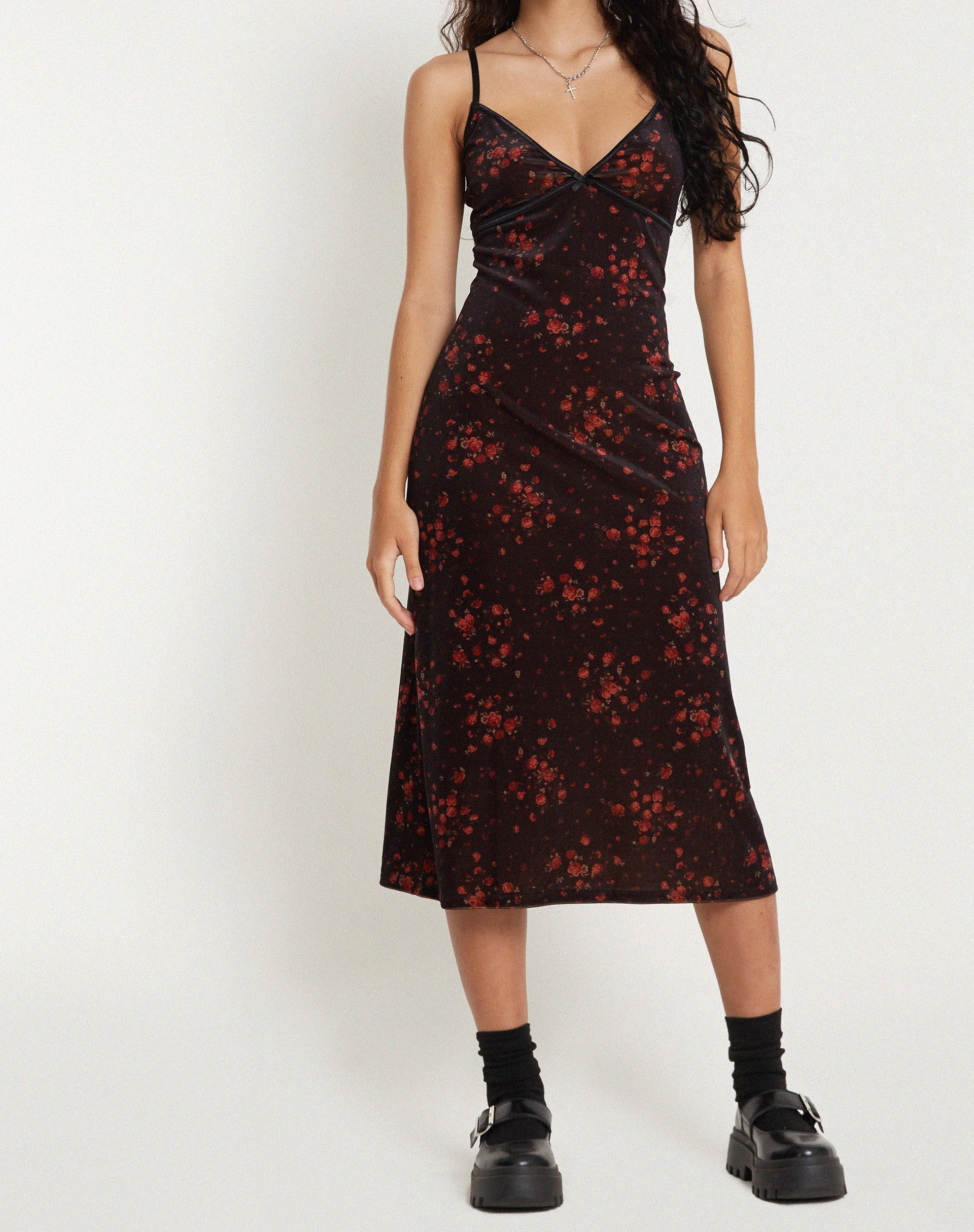 Afbeelding van Camelia Maxi Dress in Rose Cluster Fluweel