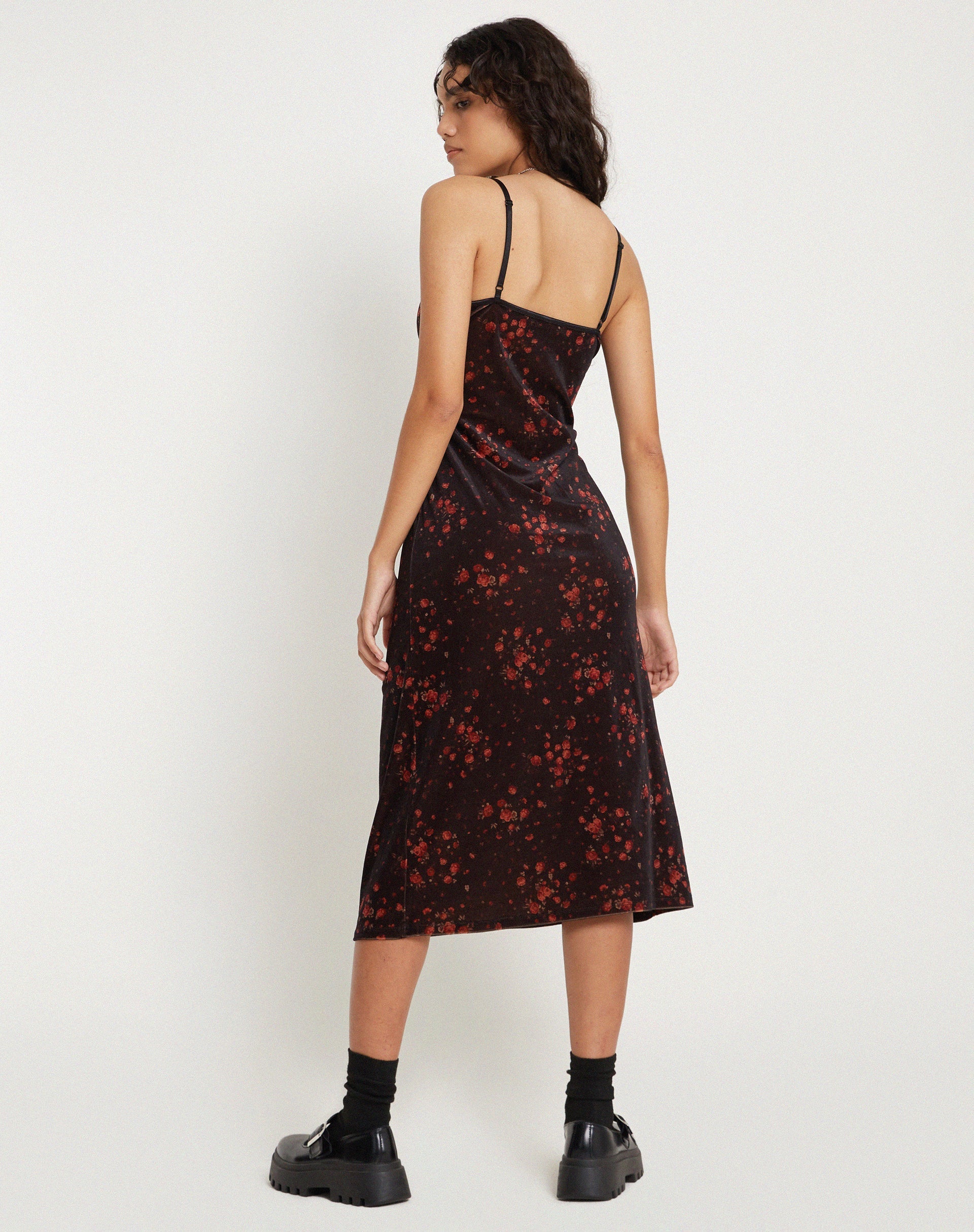 Afbeelding van Camelia Maxi Dress in Rose Cluster Fluweel