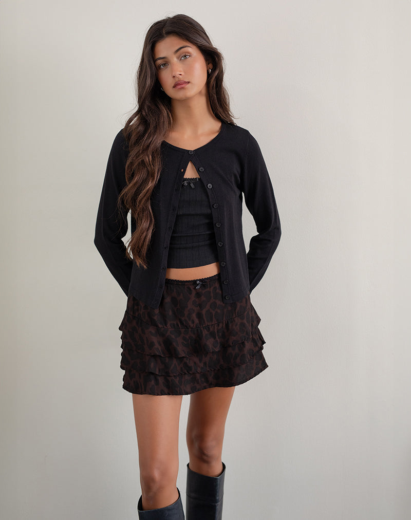 Afbeelding van Camigi Oversized Mini Rok in Bruin Jaguar Print