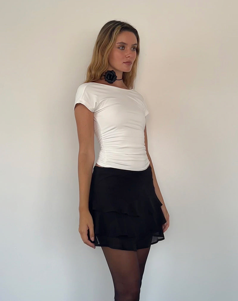 Camigo minirok met ruches in zwart