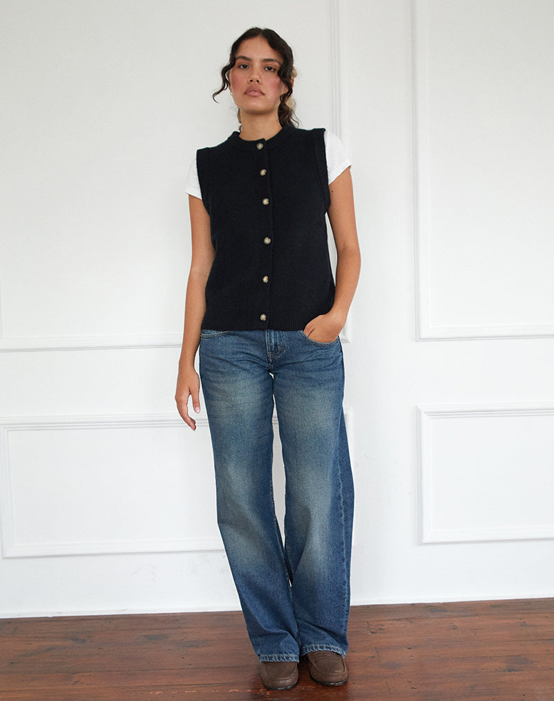 Afbeelding van Camira Knitted Button Through Vest in Zwart