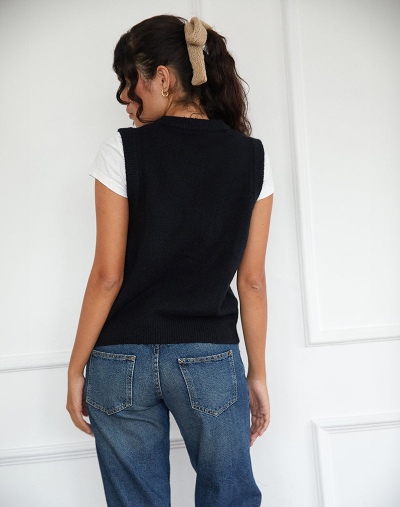 Afbeelding van Camira Knitted Button Through Vest in Zwart