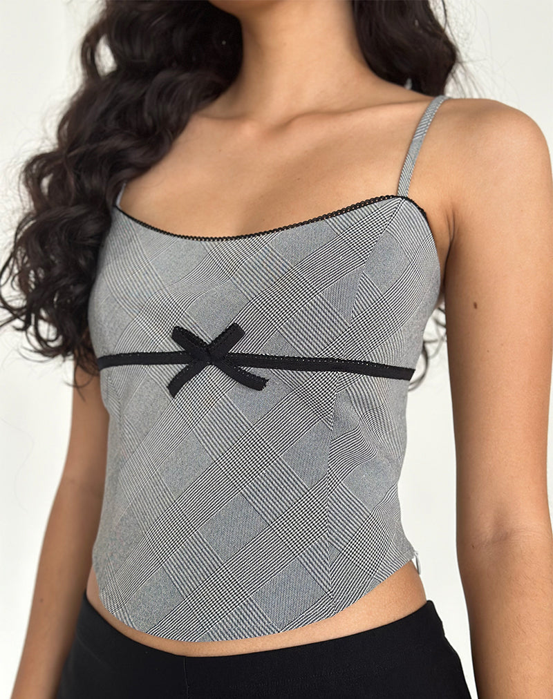 Canika Corset Top in Zwart en Wit Multi Check