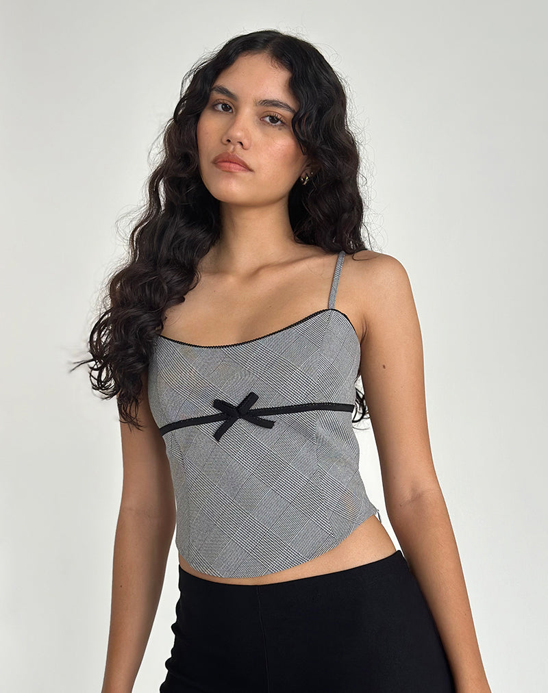 Canika Corset Top in Zwart en Wit Multi Check