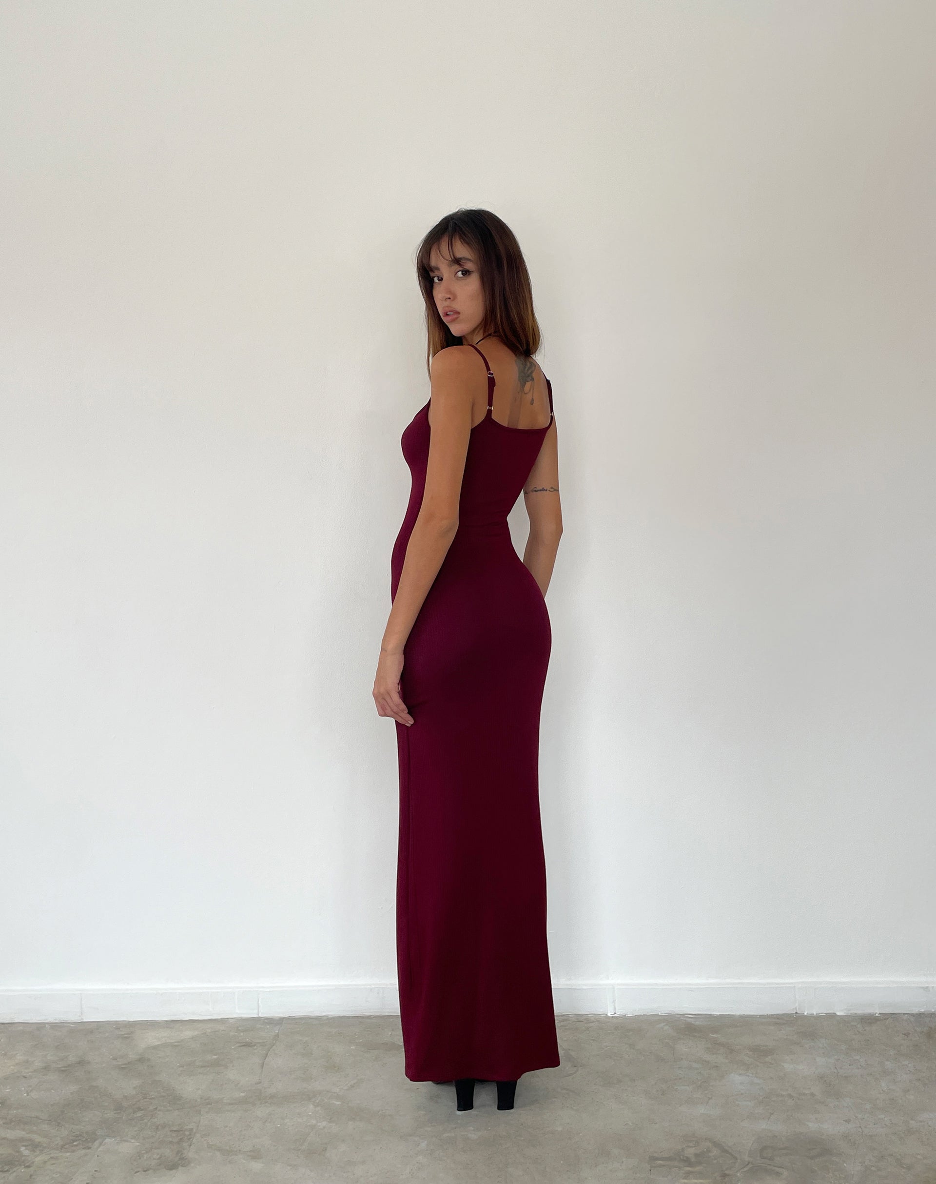 Afbeelding van Cantha Maxi Dress in Rib Bourgondië