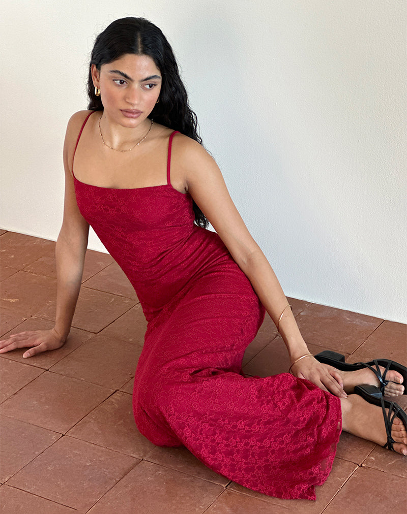 Afbeelding van Cantha Maxi Dress in Mari Lace Red