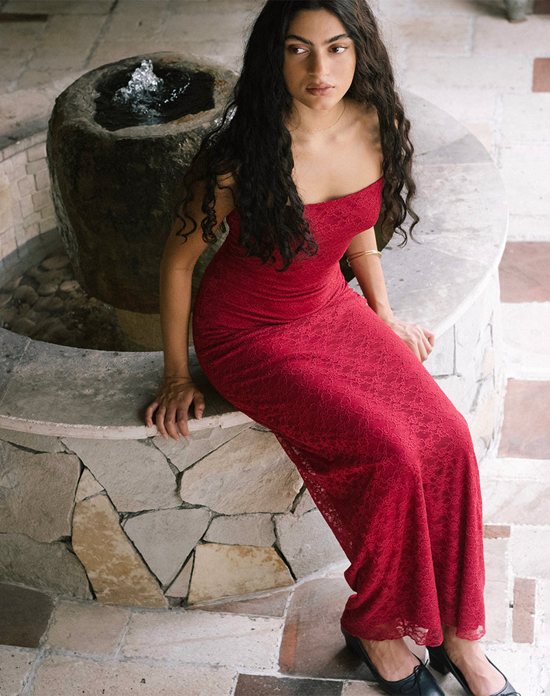 Afbeelding van Cantha Maxi Dress in Mari Lace Red