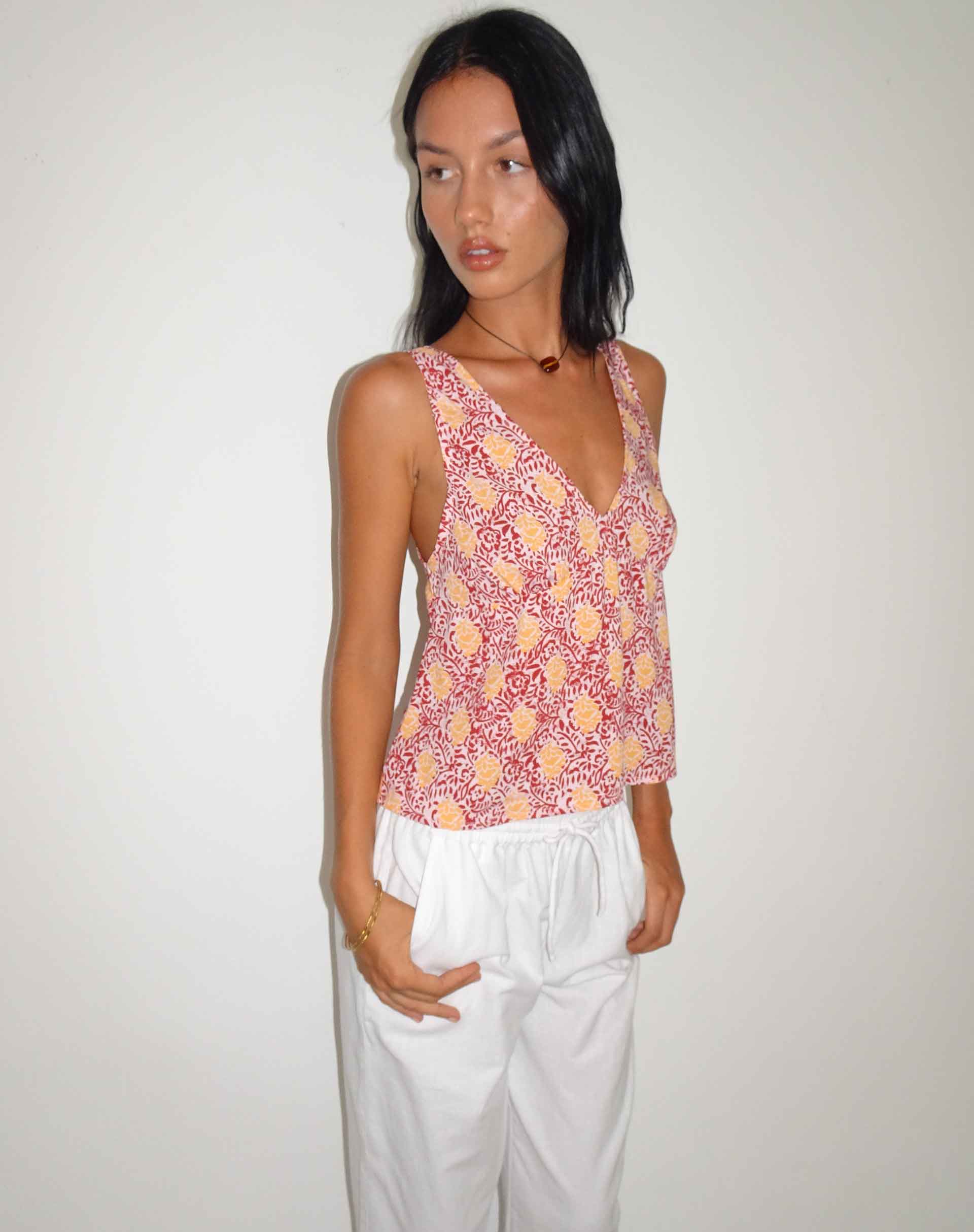 Afbeelding van Cantika Top in Bohemian Batik Maroon Peach
