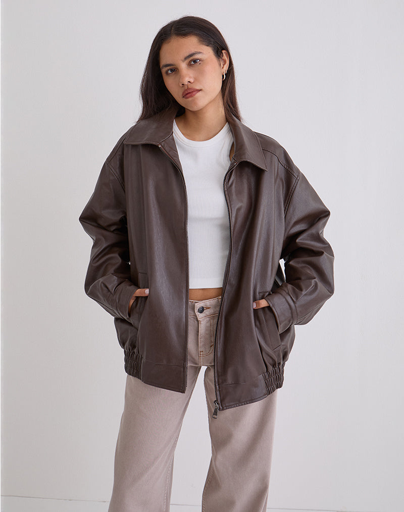 Afbeelding van Cavita Jacket in PU Bittere Chocolade