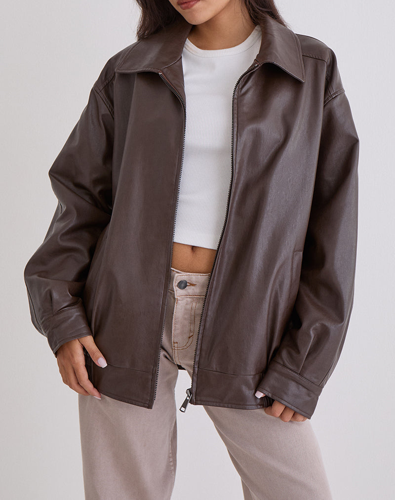 Afbeelding van Cavita Jacket in PU Bittere Chocolade