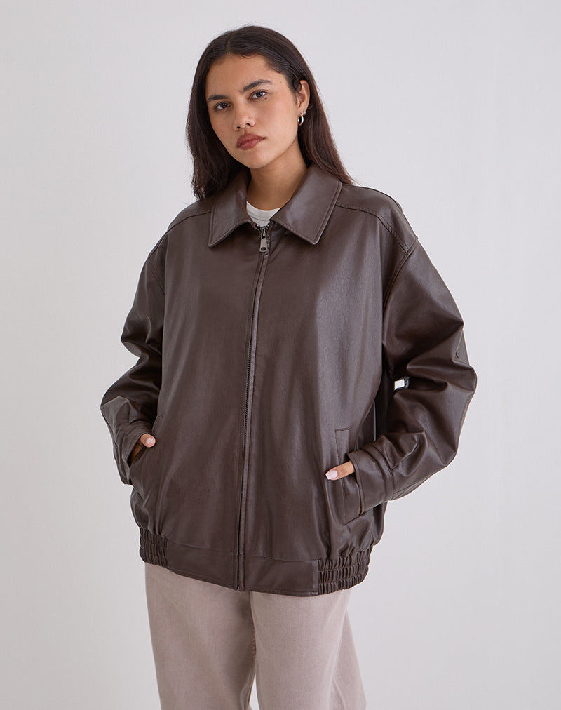 Afbeelding van Cavita Jacket in PU Bittere Chocolade