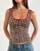 Afbeelding van Carillo Vest Top in Rar Leopard Sandstorm met rode bies