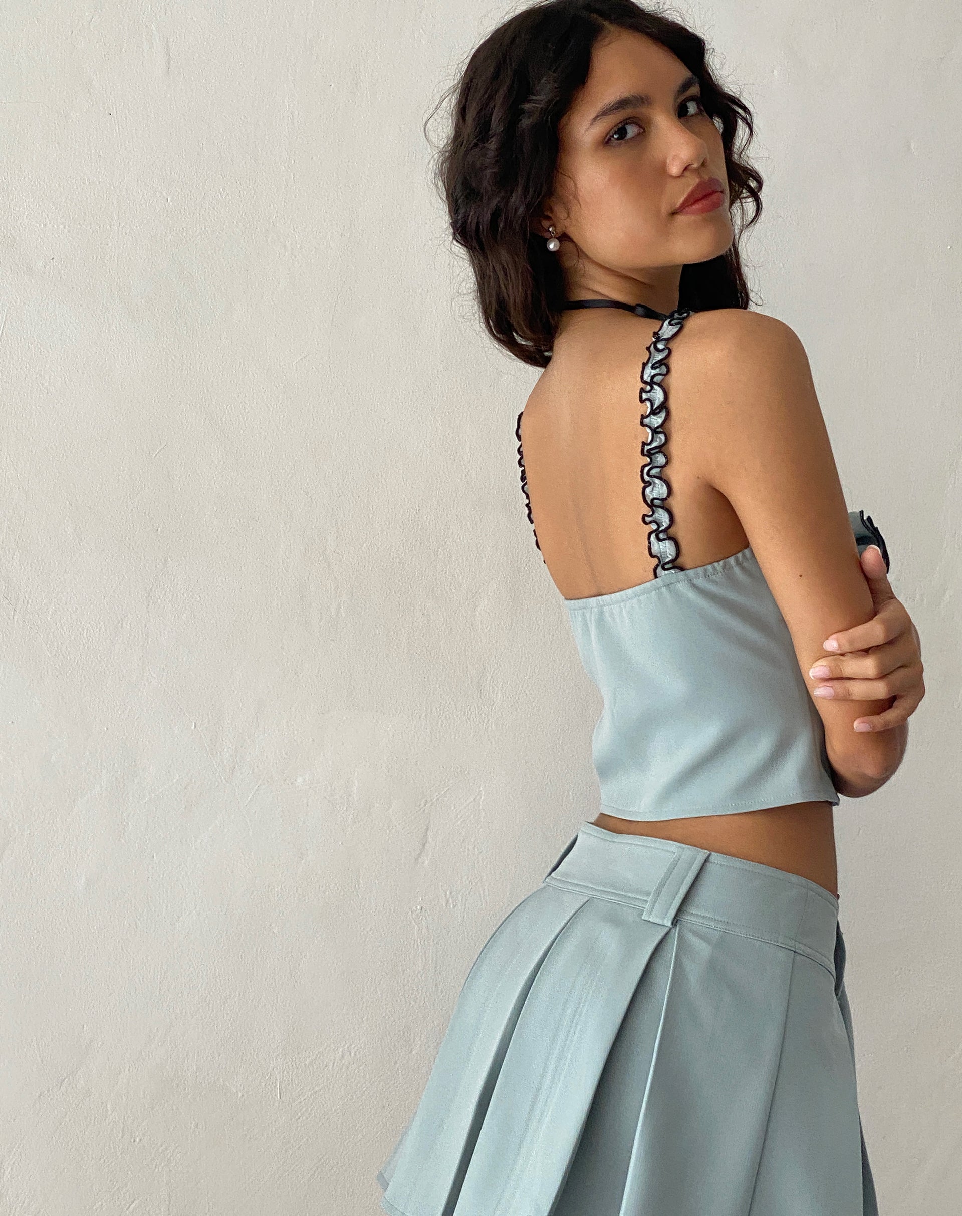 Afbeelding van Carini Cami met rozetdetail in blauw