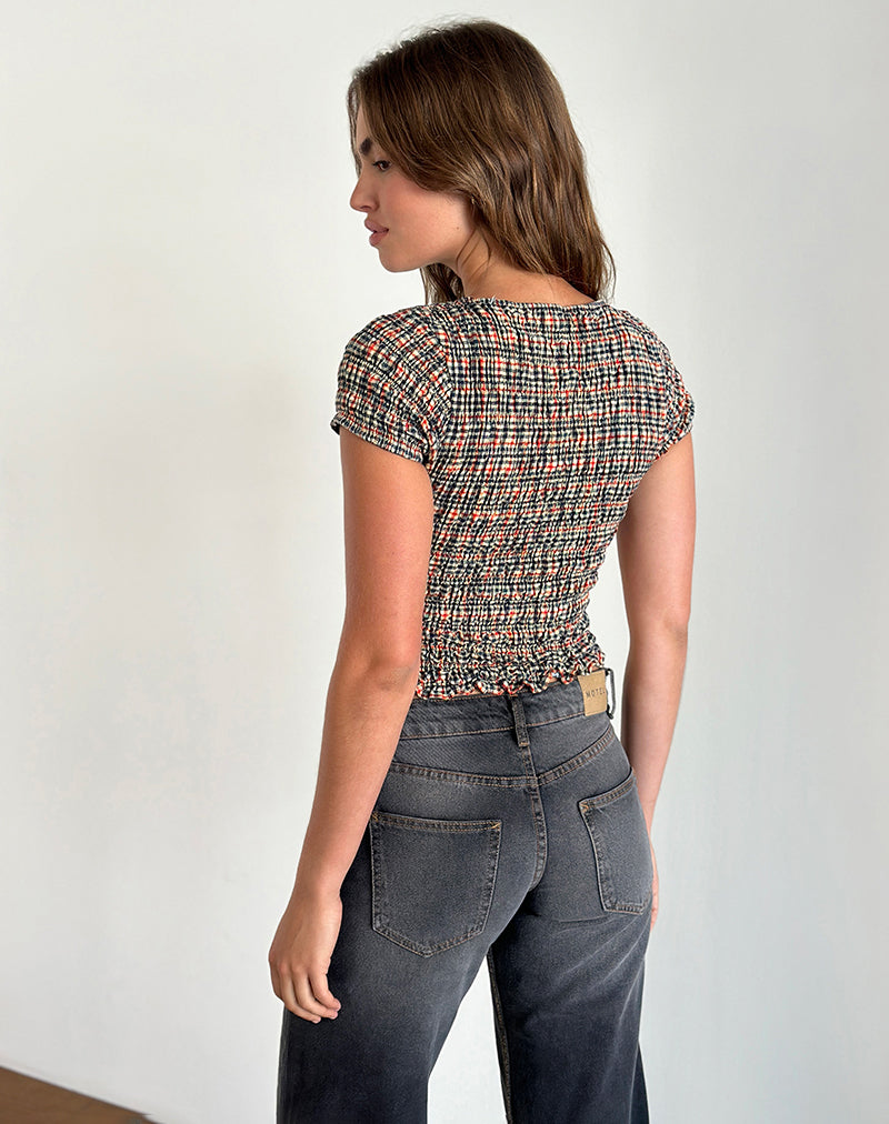 Afbeelding van Caripa Shirred Top in Country Check
