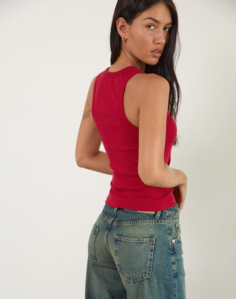 Afbeelding van Cariter Racer Vest Top in Geribd Adrenaline Rood