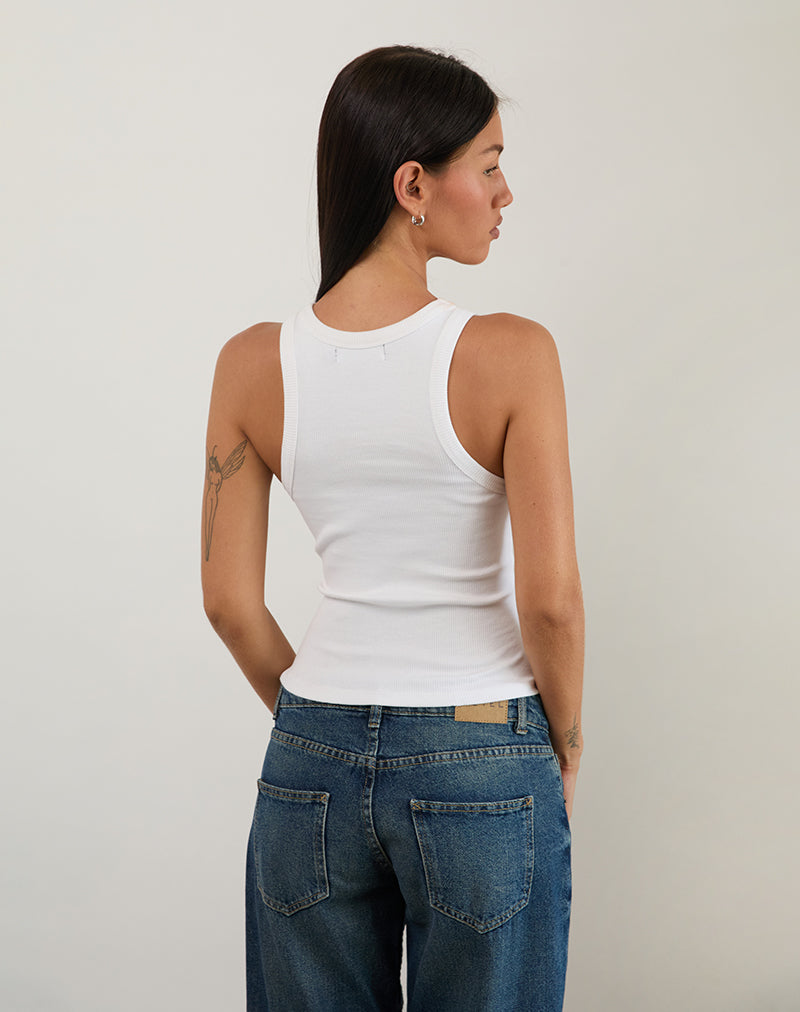 Afbeelding van Cariter Racer Vest Top in Geribd Wit