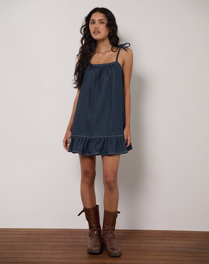 Afbeelding van Carlisle Mini Dress in Chambray Indigo