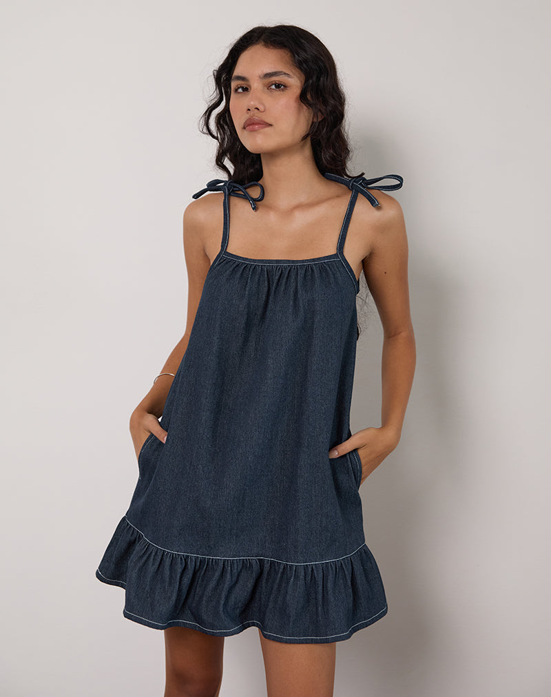 Carlisle Mini Jurk in Chambray Indigo