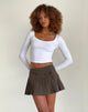 Afbeelding van Carlita Geplooide Mini Rok met Strik in Lichtbruin