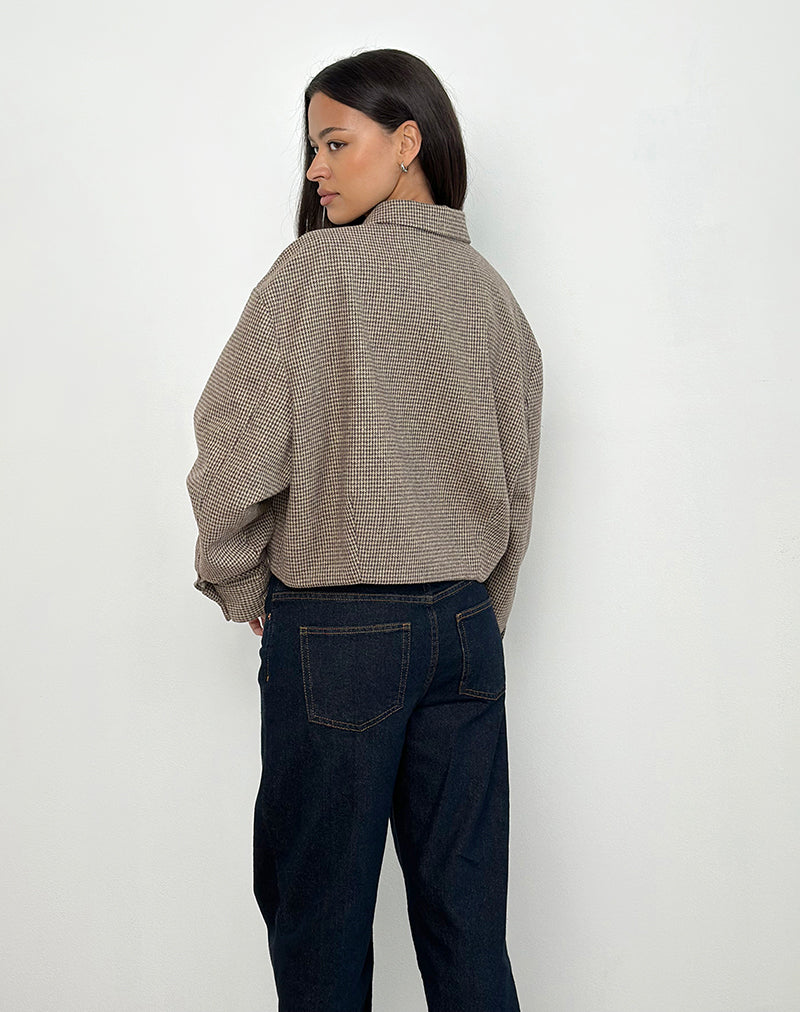 Afbeelding van Carlo Cropped Jacket in Check Bruin