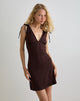 Afbeelding van Carmila Gathered Mini Dress in Jersey Bittere Chocolade