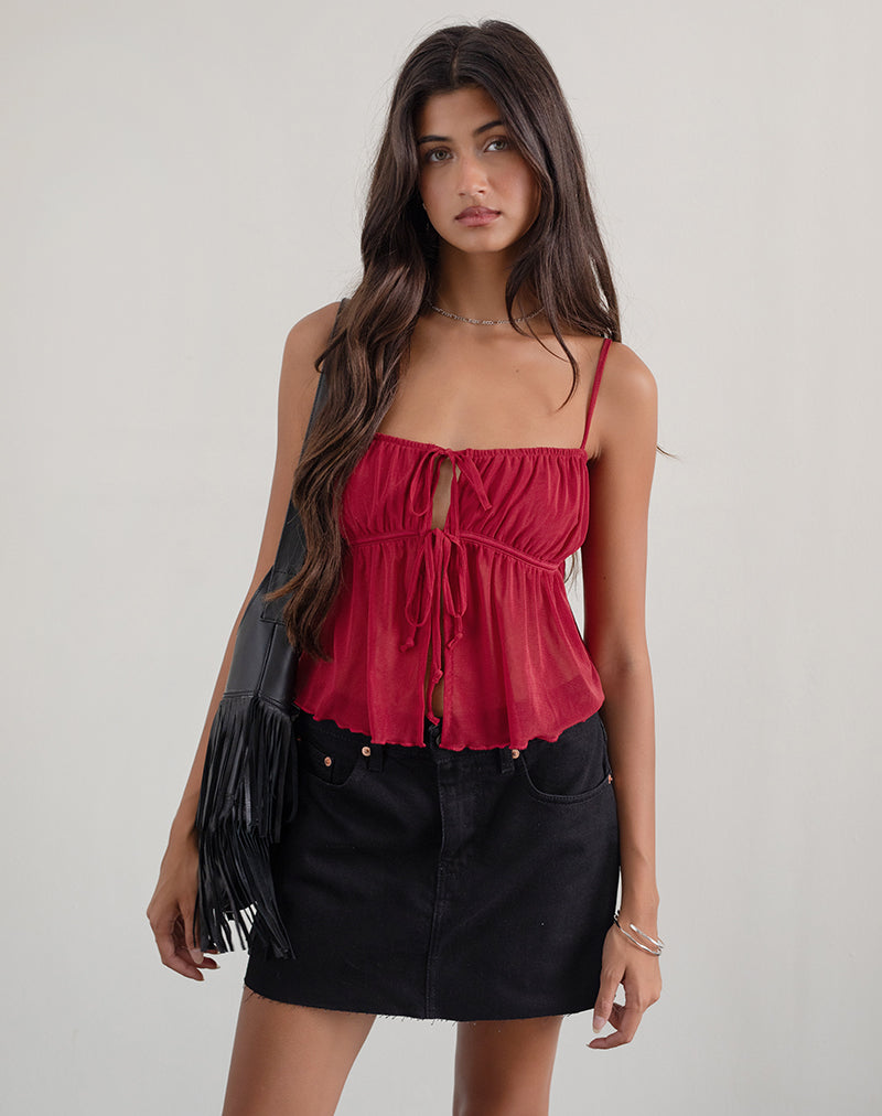 Afbeelding van Carmina Cami Top in Mesh Cherry