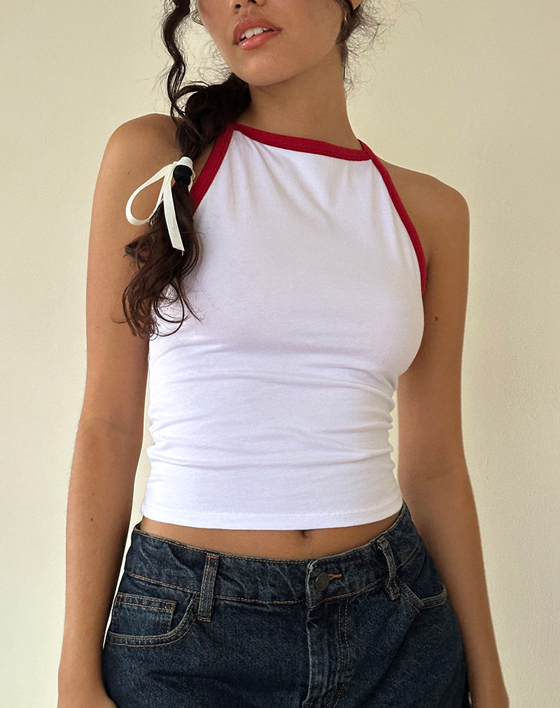 Afbeelding van Carti Vest Top in Wit met Rode Binding