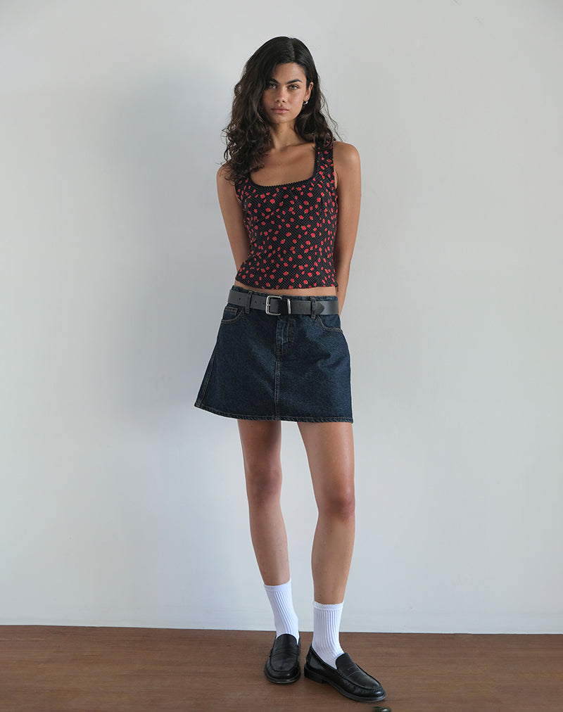 Afbeelding van Carys Vest Top in Strawberry Polka Zwart
