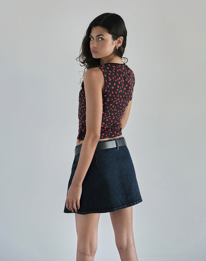 Afbeelding van Carys Vest Top in Strawberry Polka Zwart