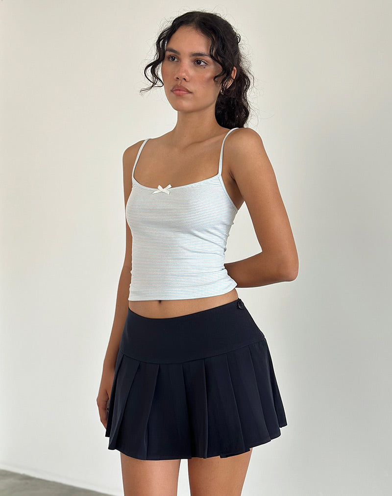 Afbeelding van Casini Geplooide Micro Rok in Getailleerd Navy
