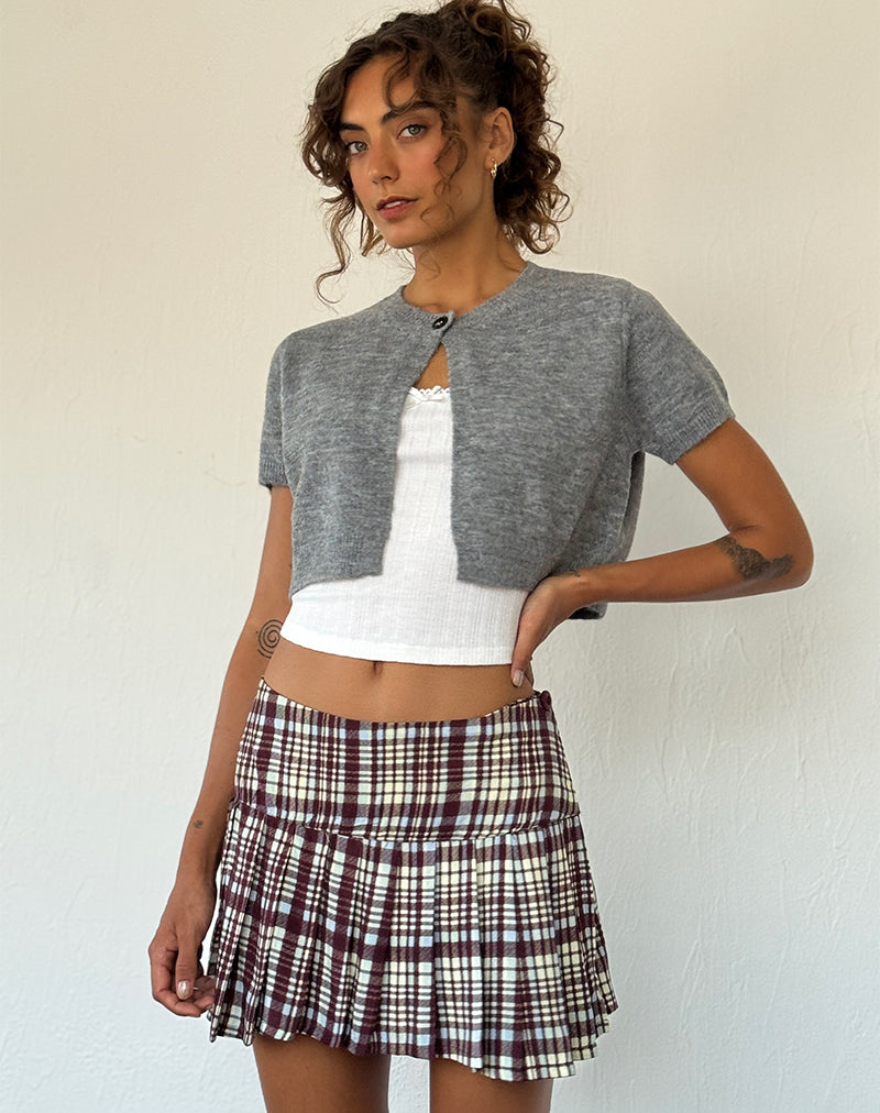 Afbeelding van Casini Geplooide Mini Rok in Multi Ruit Bruin