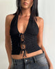 Afbeelding van Casmira Open Front Textured Cosimo Top in Zwart