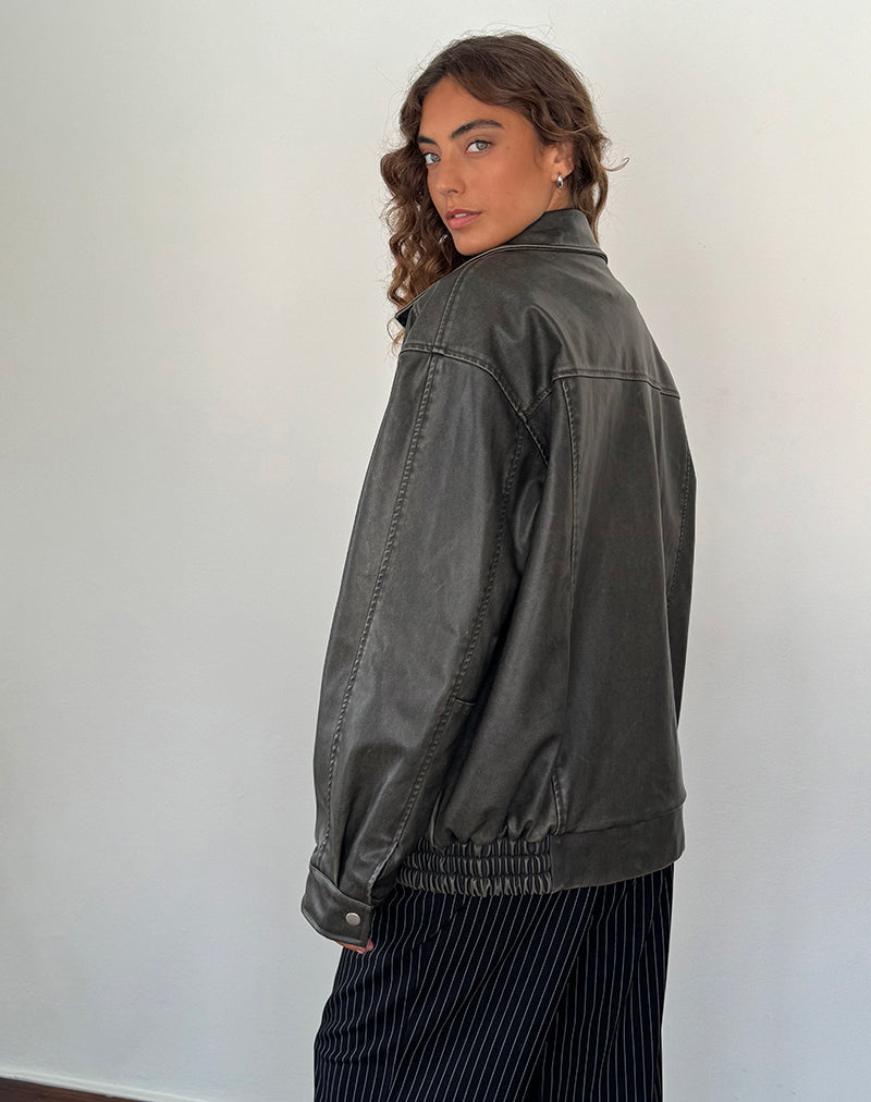 Afbeelding van Cavita Distressed Jacket in PU Olive