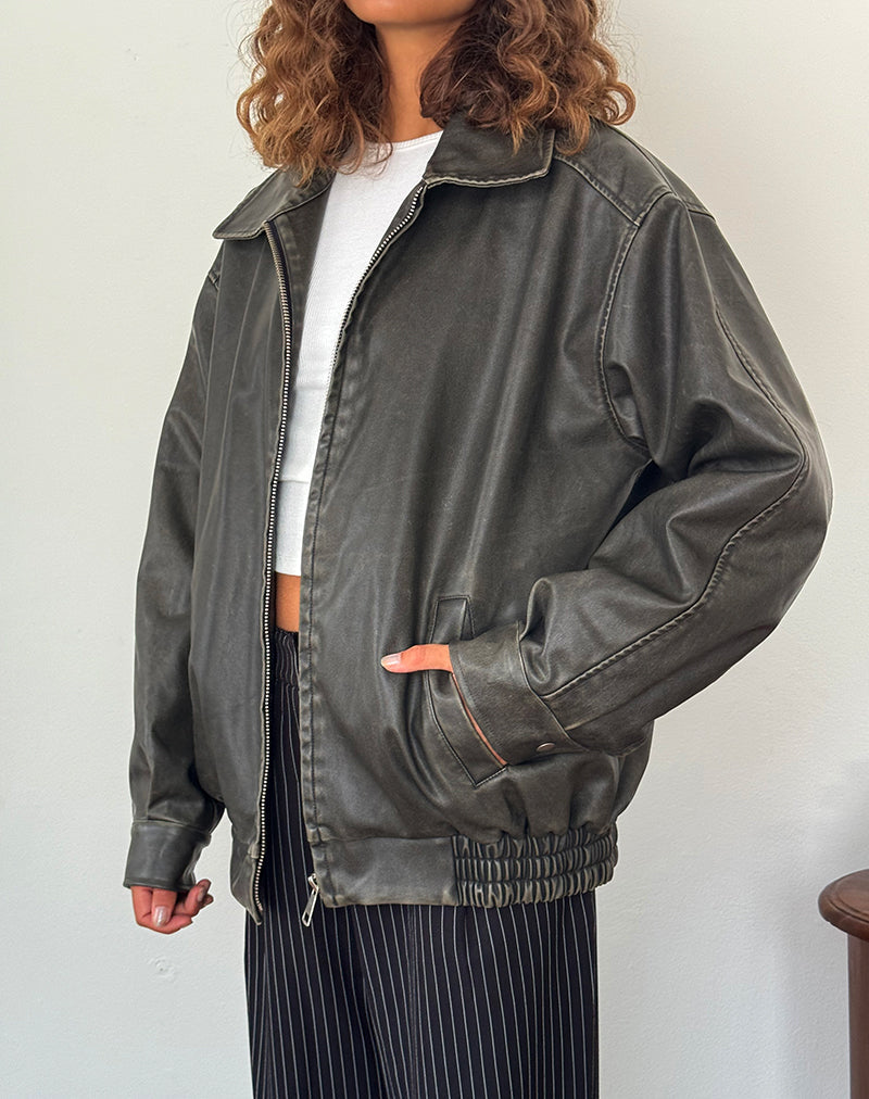 Afbeelding van Cavita Distressed Jacket in PU Olive