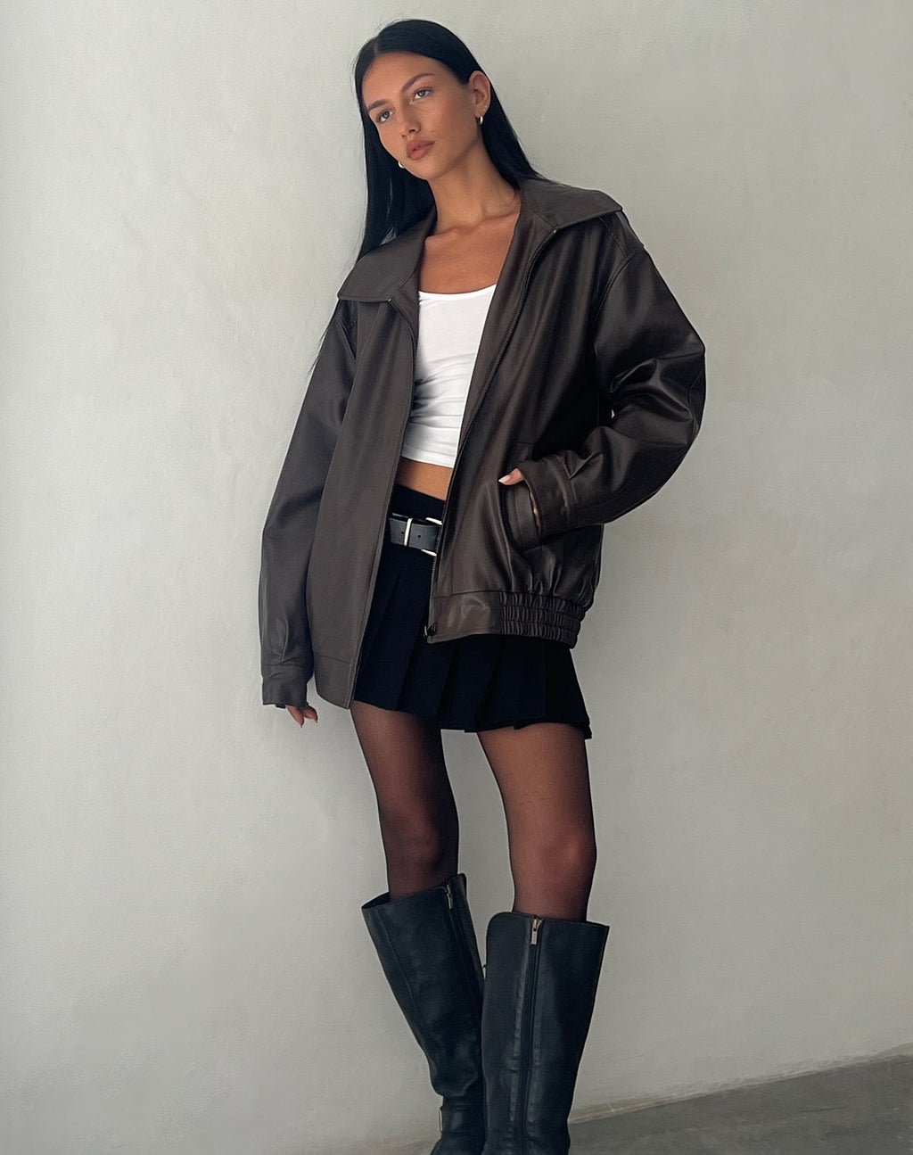MOTEL X OLIVIA NEILL Cavita Jas in PU Bittere Chocolade