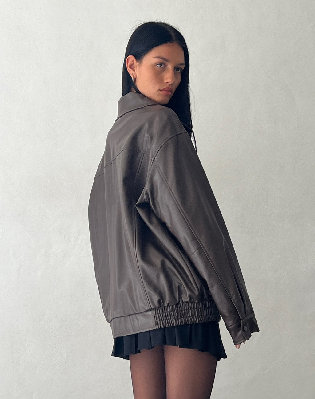 MOTEL X OLIVIA NEILL Cavita Jas in PU Bittere Chocolade