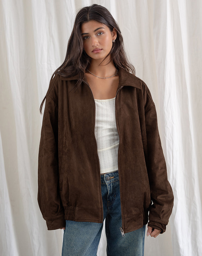 Cavita Jas in Faux Suède Bruin