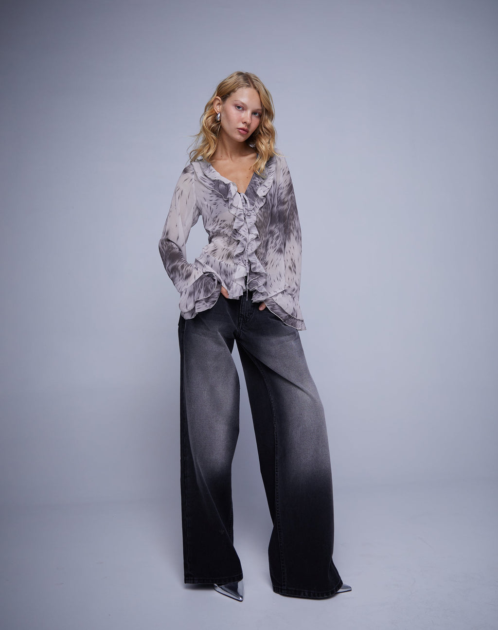 Cecelia Blouse met Ruches in Vervormde Dierenprint