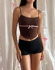 Afbeelding van Ceisya Corset Top in Bittere Chocolade met Roze Strik
