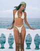 Afbeelding van Cerry Bikini Top met Kralen in Ivoor met Bruine Binding