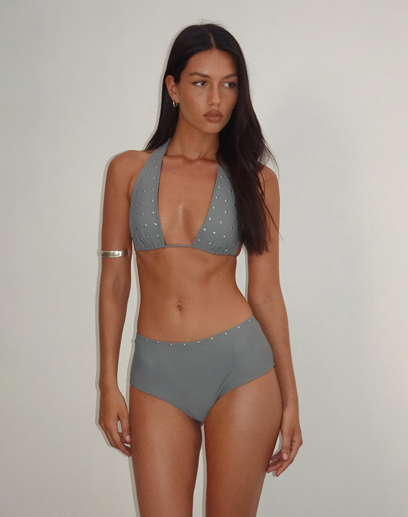 Kairi Bikinibroekje in Houtskool met Studs
