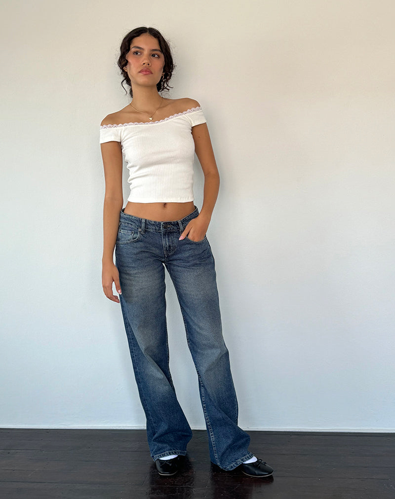 Afbeelding van Chacha Top in Off White Rib Kant
