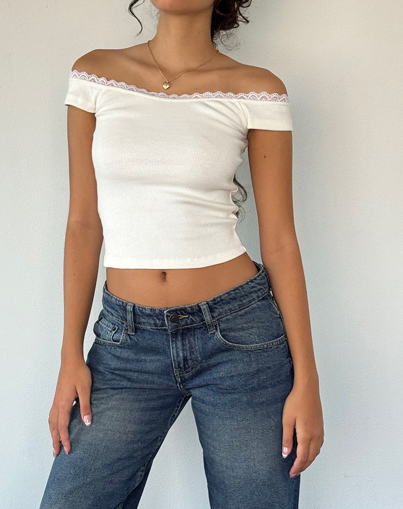Chacha Top in Off White Rib Kant