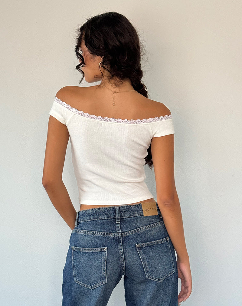Afbeelding van Chacha Top in Off White Rib Kant