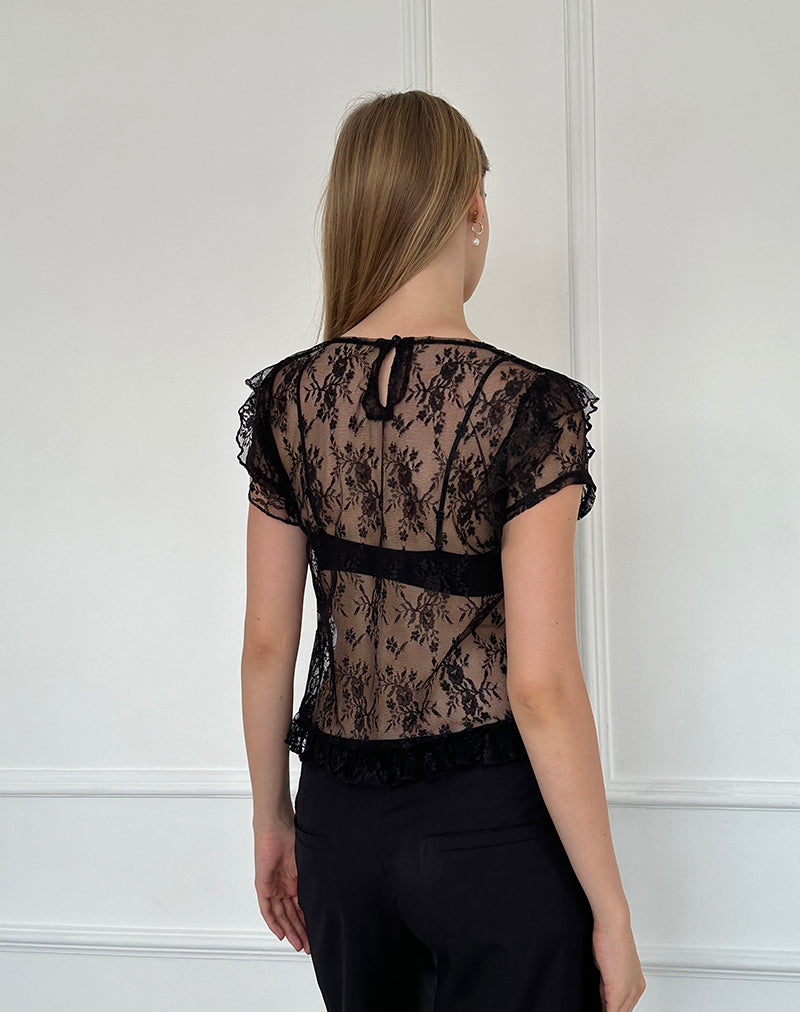Afbeelding van Champel Top in Wild Rose Lace Zwart