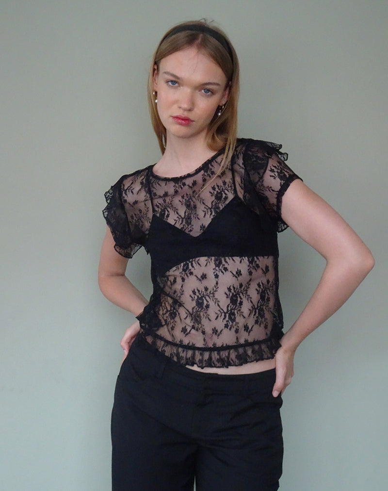 Afbeelding van Champel Top in Wild Rose Lace Zwart