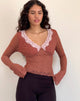 Afbeelding van Chantal Lange Mouw Kanten Top in Withered Rose